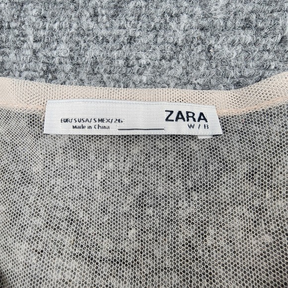 Zara Floral Applique Mesh Top S Sheer 3D Flowers Embroidered Boho Festival Fairy - Picture 9 of 15